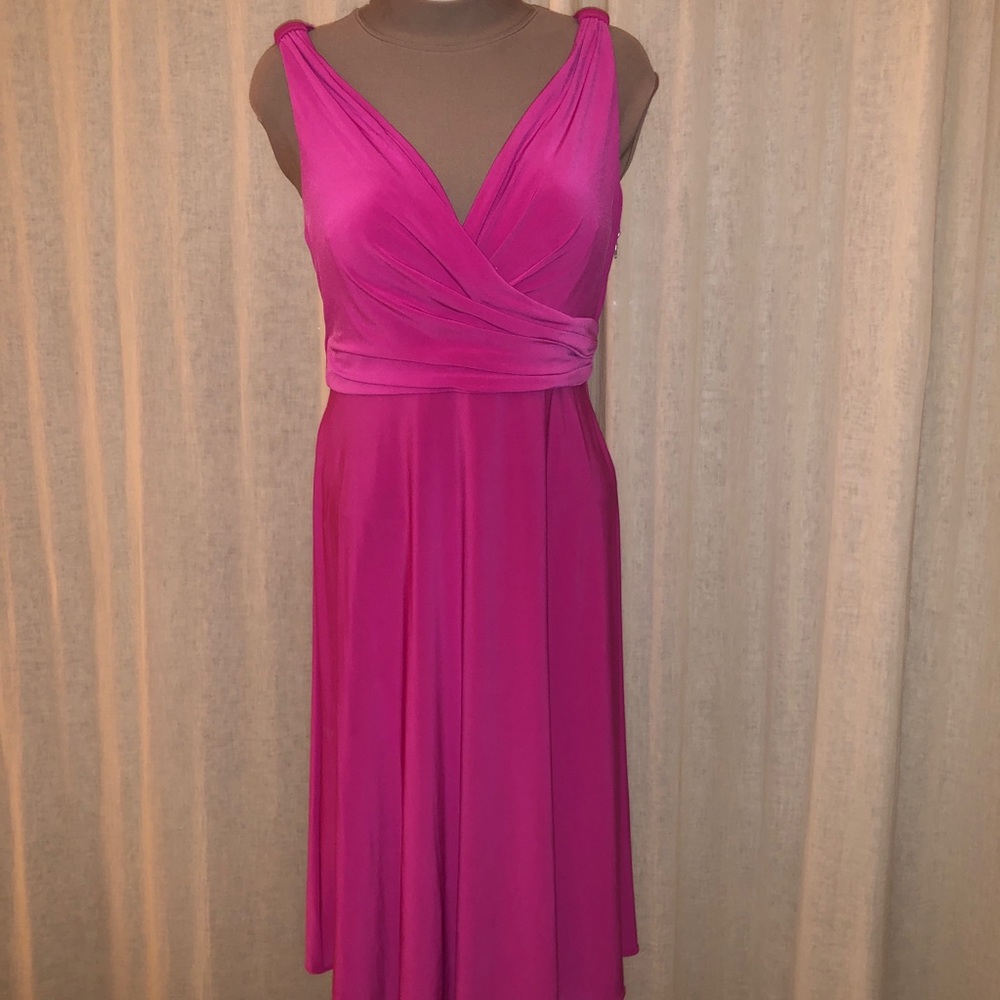 T Tahari hot pink jersey cocktail dress